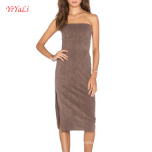 Vestido MIDI Stradeless Suede Slip